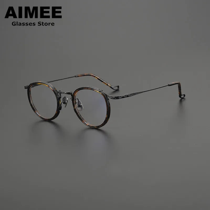 Aimee Unisex Full Rim Round Titanium Acetate Eyeglasses 47713