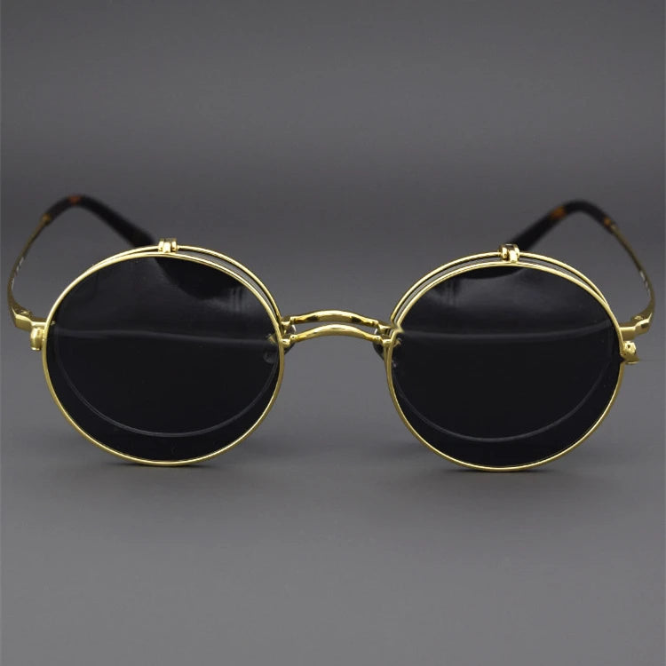 Blackmask Unisex Round Titanium Eyeglasses with Polarized Clip-On Sunglasses BM-KM54