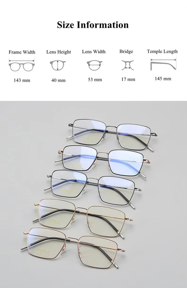 Summer Flower Men's Full Rim Polygon Square Titanium Eyeglasses 700379