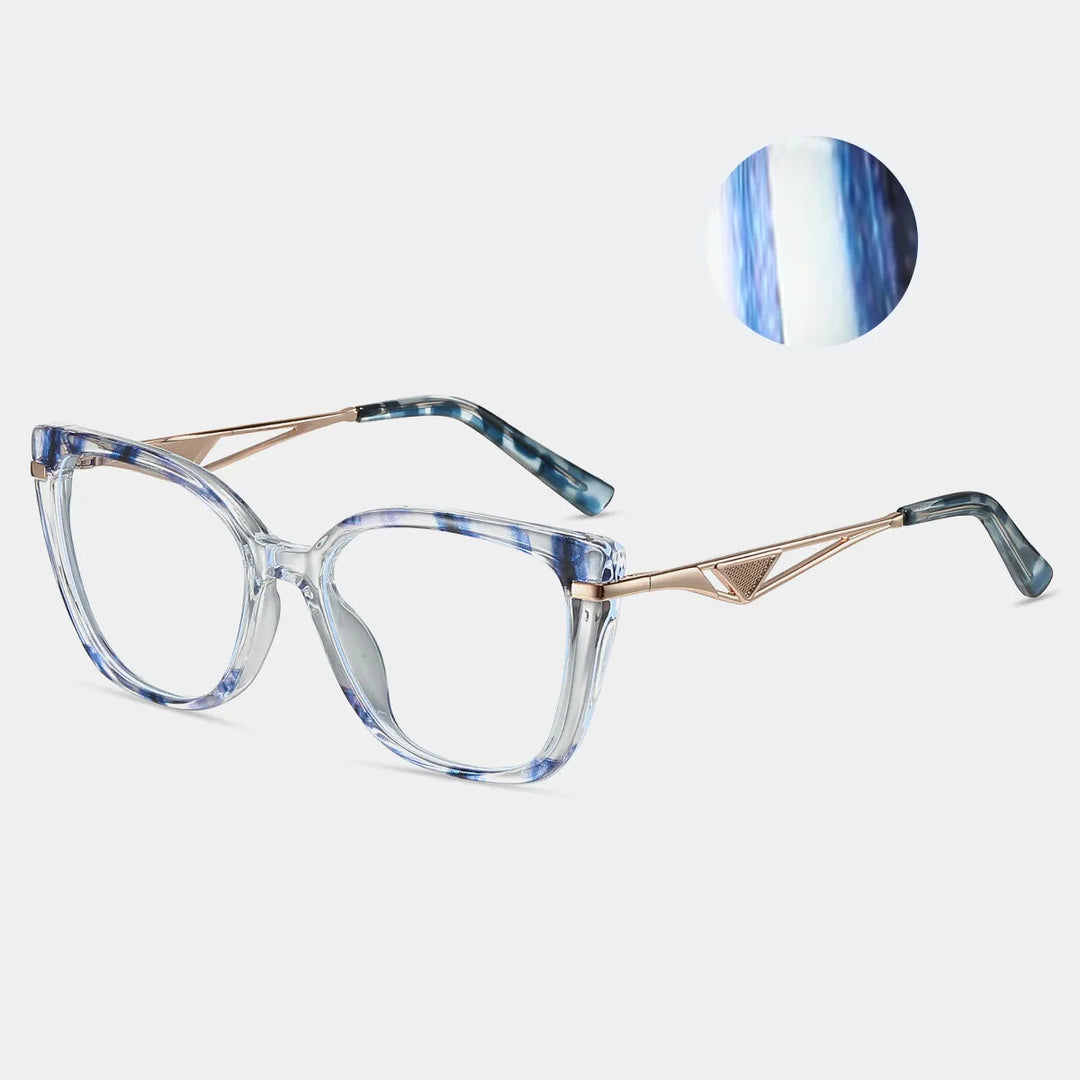 CCspace Women's Full Rim Square Cat Eye Tr 90 Titanium Eyeglasses 301302 Full Rim CCspace Blue  