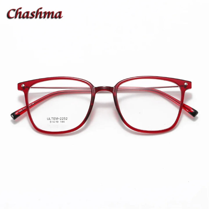 Chashma Ochki Unisex Youth's Full Rim Square Ultem Eyeglasses 2152 Full Rim Chashma Ochki Wine Red  