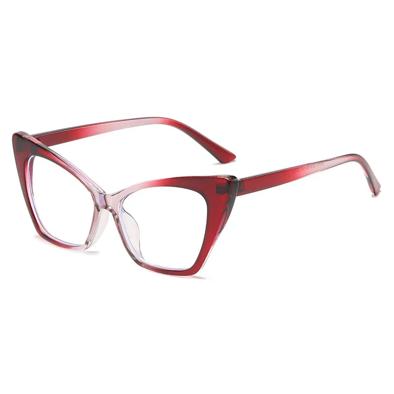 CCspace Women's Full Rim Square Cat Eye Plastic Eyeglasses 57427 Full Rim CCspace Red  