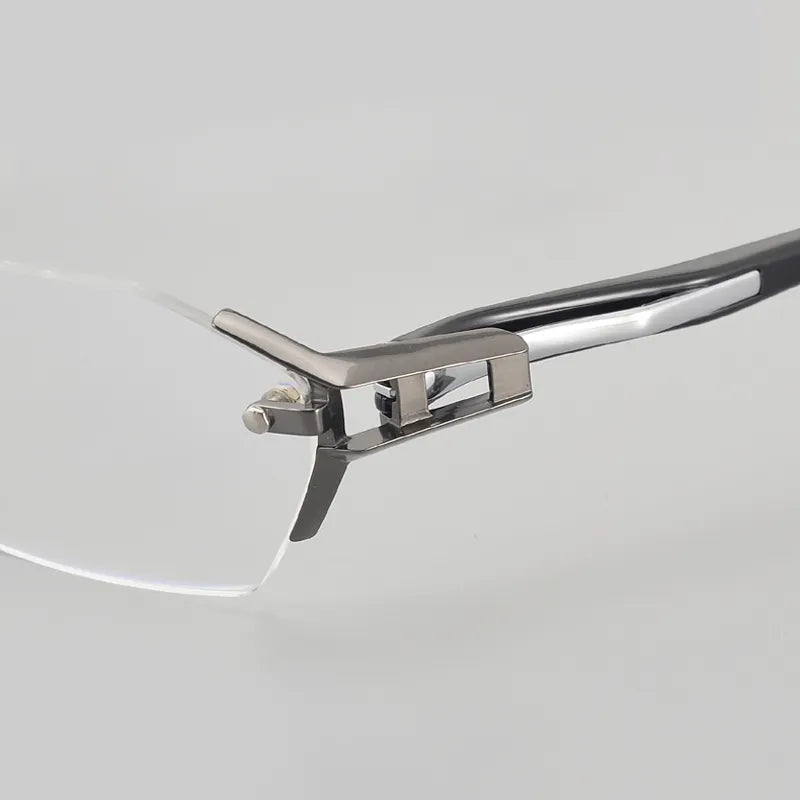 Muzz Men's Rimless Square Titanium Acetate Eyeglasses 1141w Rimless Muzz   