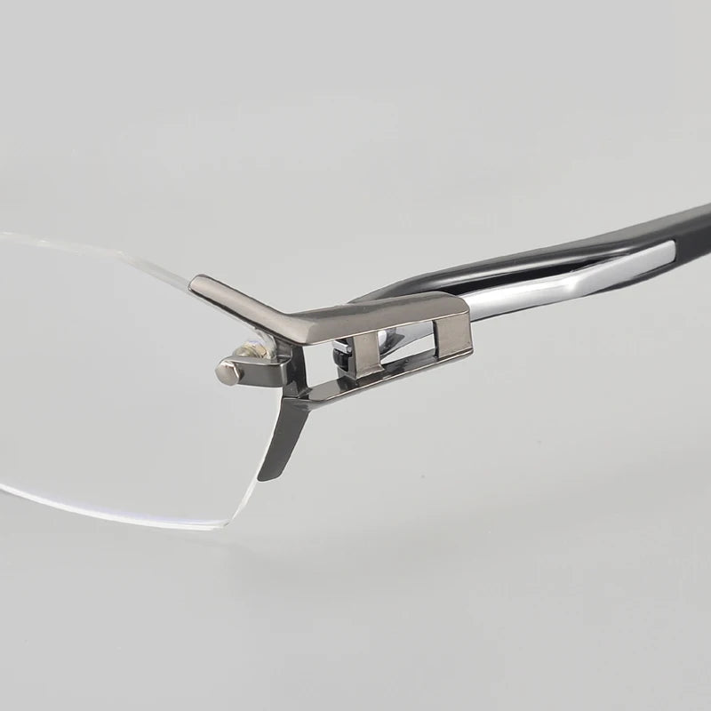 Muzz Unisex Semi Rimless Oval Square Titanium Eyeglasses 41143 Rimless Muzz   