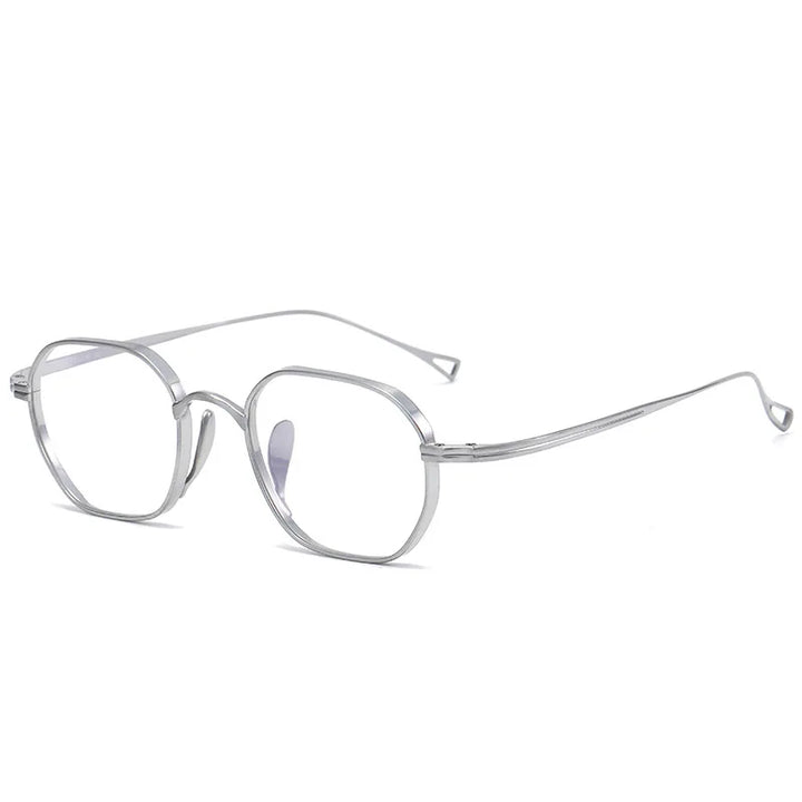 Aimee Unisex Full Rim Flat Top Square Titanium Eyeglasses 9917 Full Rim Aimee Silver  