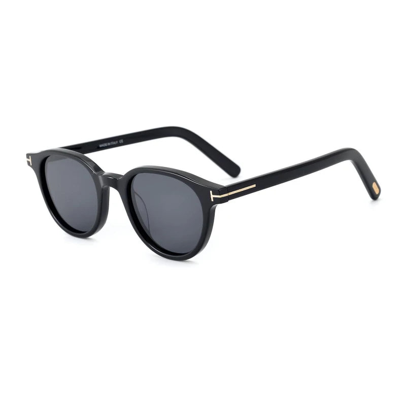 Black Mask Unisex Full Rim Round Acetate Polarized Sunglasses Ft982 Sunglasses FuzWeb  Black As Shown 