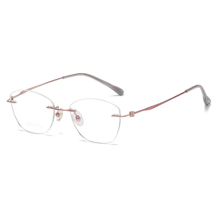 Momoja Women's Rimless Square Cat Eye Titanium Eyeglasses 60204