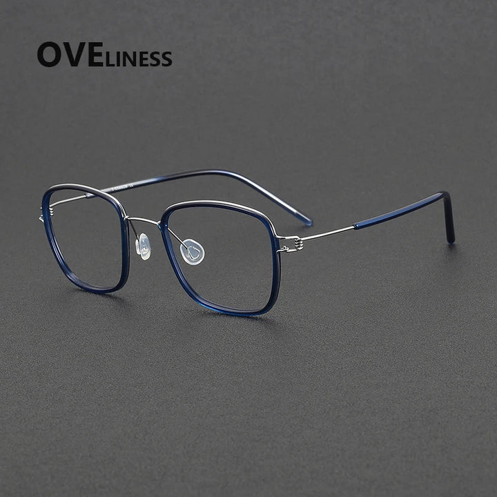 Oveliness Women's Full Rim Square Acetate Titanium Eyeglasses 381045