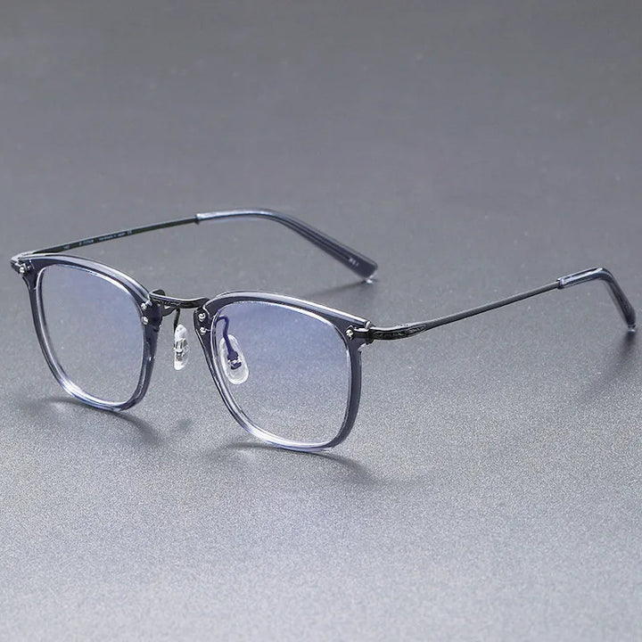 Black Mask Unisex Full Rim Square Titanium Acetate Eyeglasses G806 Full Rim Black Mask Clear-Gray  