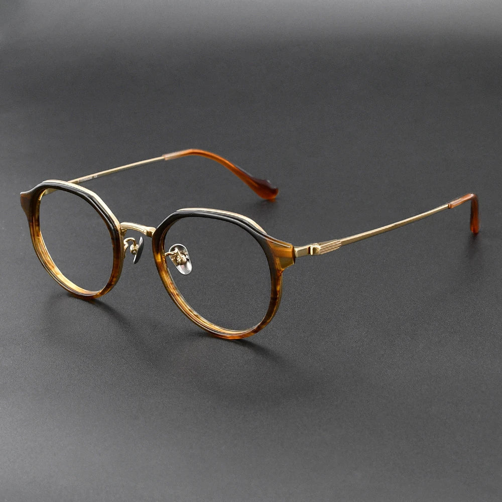 Black Mask Unisex Full Rim Round Titanium Eyeglasses BM-G636