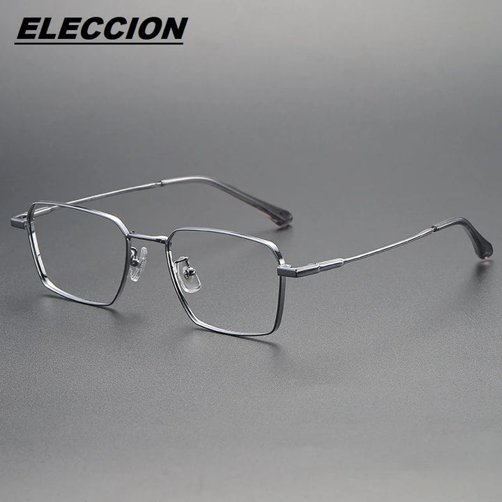 Eleccion Unisex Full Rim Polgon Square Titanium Eyeglasses 14820 Full Rim Eleccion Silver CHINA