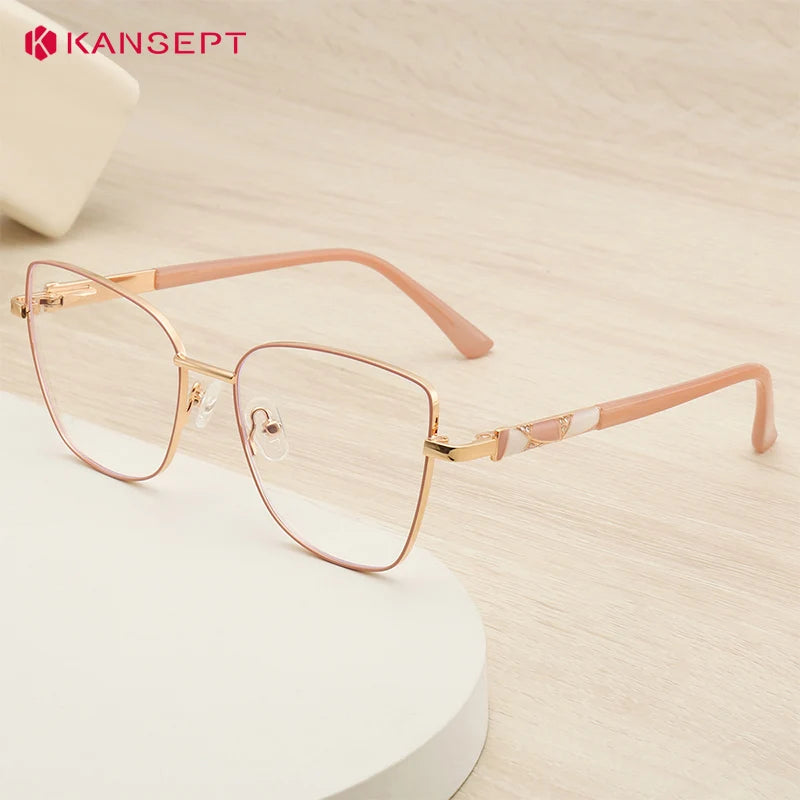 Kansept Women's Full Rim Square Cat Eye Alloy Reading Glasses 556989