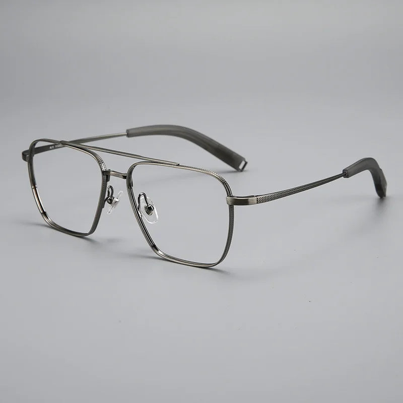 Black Mask Men's Full Rim Square Double Bridge Titanium Eyeglasses 365004