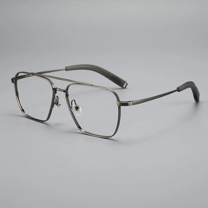 Black Mask Men's Full Rim Square Double Bridge Titanium Eyeglasses 365004