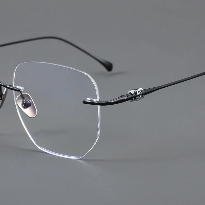 KatKani Unisex Rimless Square Titanium Eyeglasses B69061 Rimless KatKani Eyeglasses   