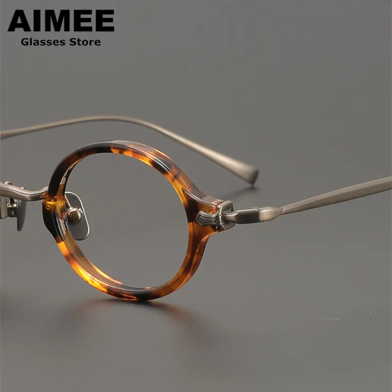 Aimee Unisex Full Rim Small Round Titanium Acetate Eyeglasses 14181 Full Rim Aimee   