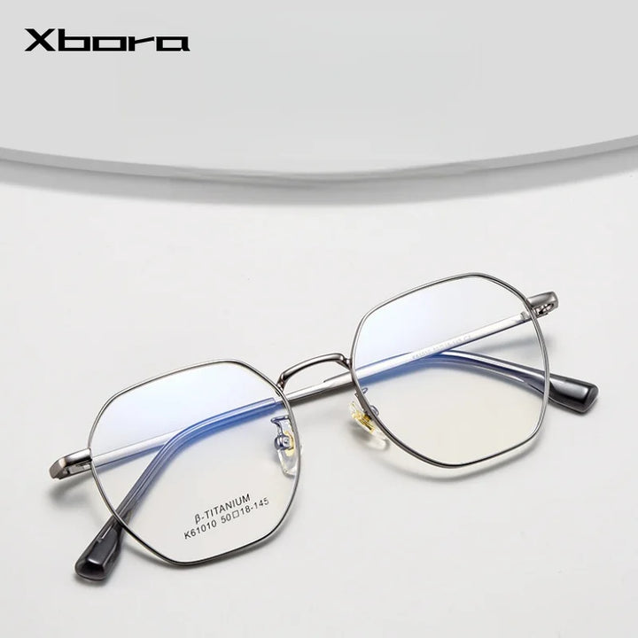 Xbora Women's Full Rim Flat Top Polygon Titanium Eyeglasses 561010