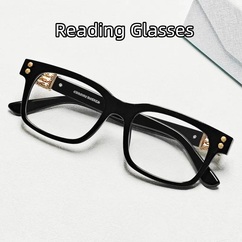 Kocolior Unisex Full Rim Square Acetate Alloy Hyperopic Reading Glasses 2276 Reading Glasses Kocolior   