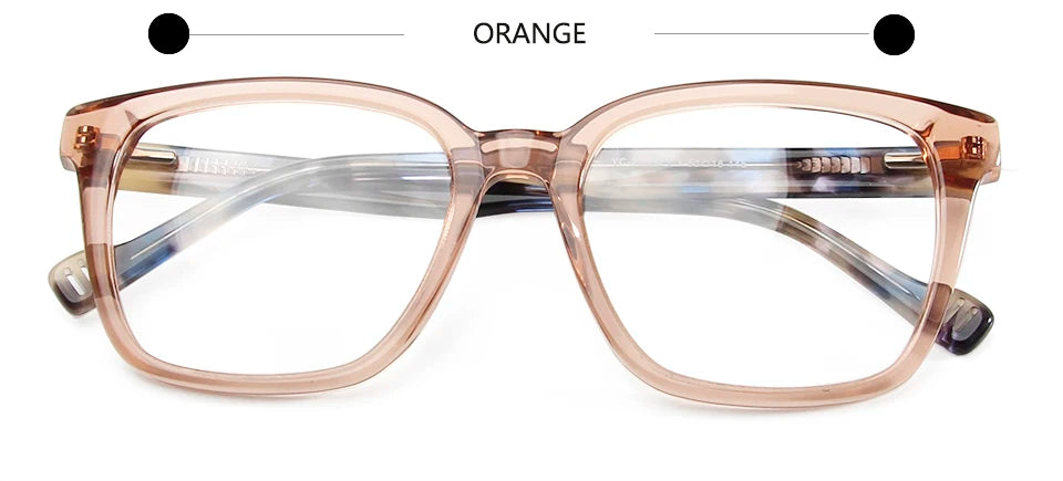 Esnbie Unisex Full Rim Square Acetate Eyeglasses 24054 Full Rim Esnbie orange  