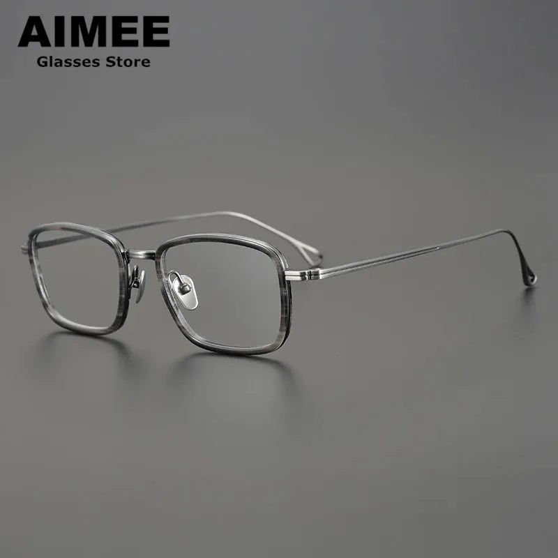 Aimee Unisex Full Rim Square Acetate Titanium Eyeglasses 9114