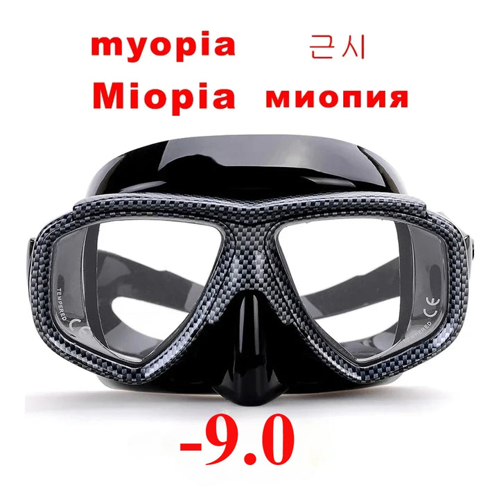 Aleefa Unisex Goggle Pc Tempered Glass Lens Silicone Myopic Swim Mask 64203