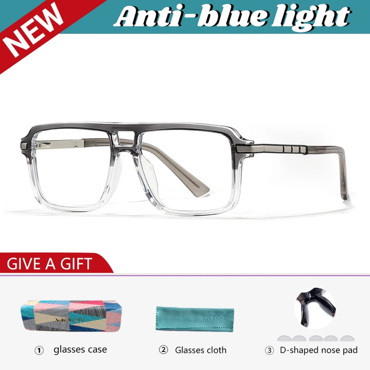 Vicky Unisex Full Rim Square Double Bridge Tr 90 Alloy Reading Glasses 360026