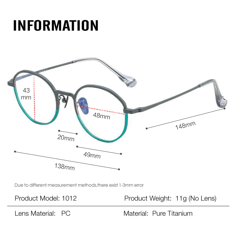 Muzz Women's Full Rim Oval Round Titanium Eyeglasses 811012