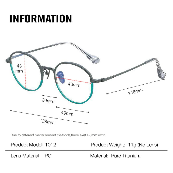 Muzz Women's Full Rim Oval Round Titanium Eyeglasses 811012