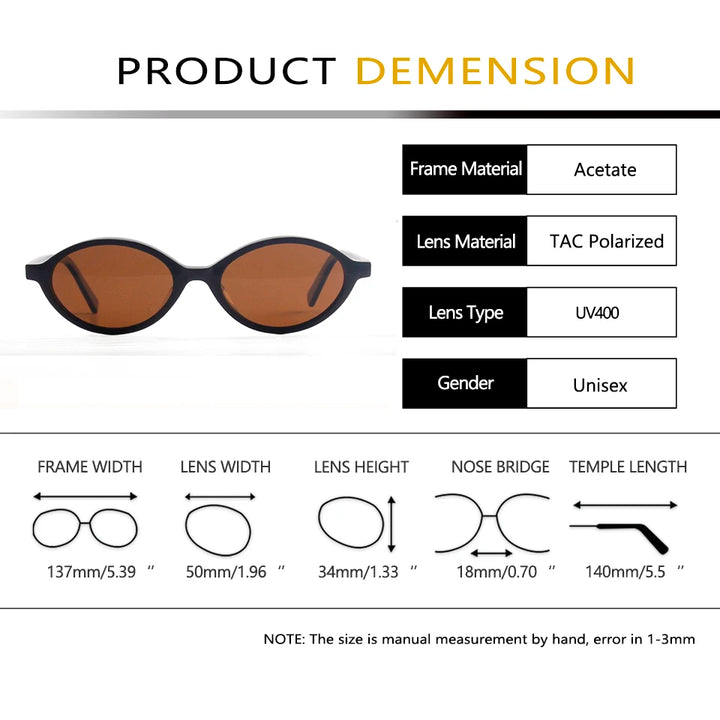 Esnbie Women's Full Rim Oval Acetate Polarized Tac Sunglasses 240801