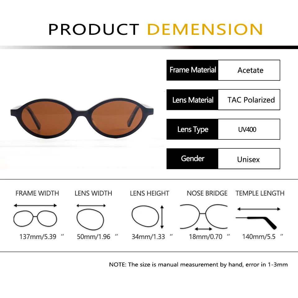 Esnbie Women's Full Rim Small Oval Acetate Sunglasses 240801
