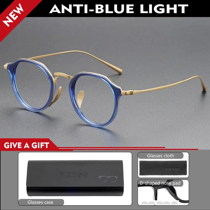 Vicky Unisex Full Rim Round Acetate Blue Light Prescription Eyeglasses KMN1113 - view 7