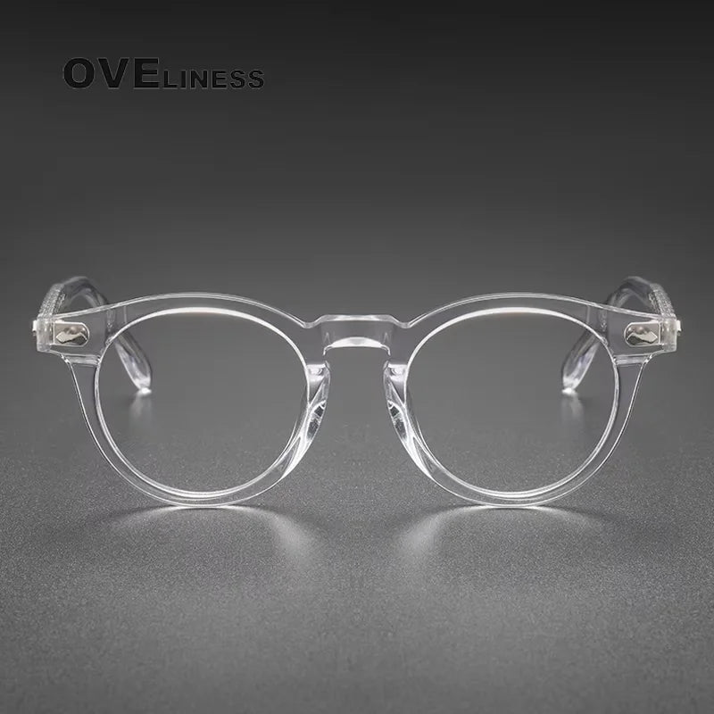 Oveliness Unisex Full Rim Round Acetate Titanium Eyeglasses 44505 Full Rim Oveliness