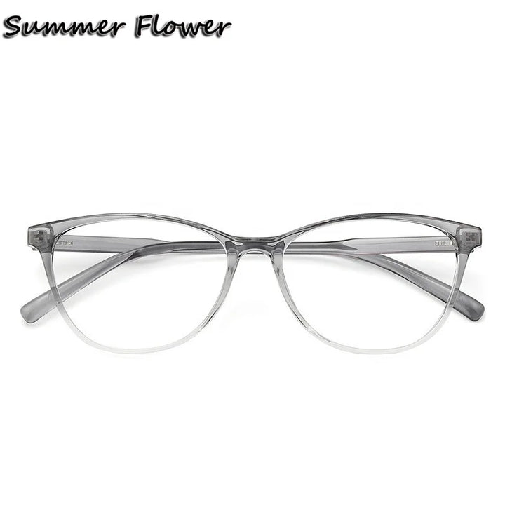 Summer Flower Women's Full Rim Cat Eye Tr 90 Titanium Eyeglasses 17193 Full Rim Summer Flower Gradient Gray