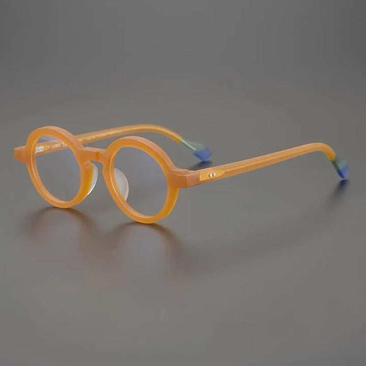 Cubojue Unisex Full Rim Round Acetate Reading Glasses 14141 Reading Glasses Cubojue orange +225 