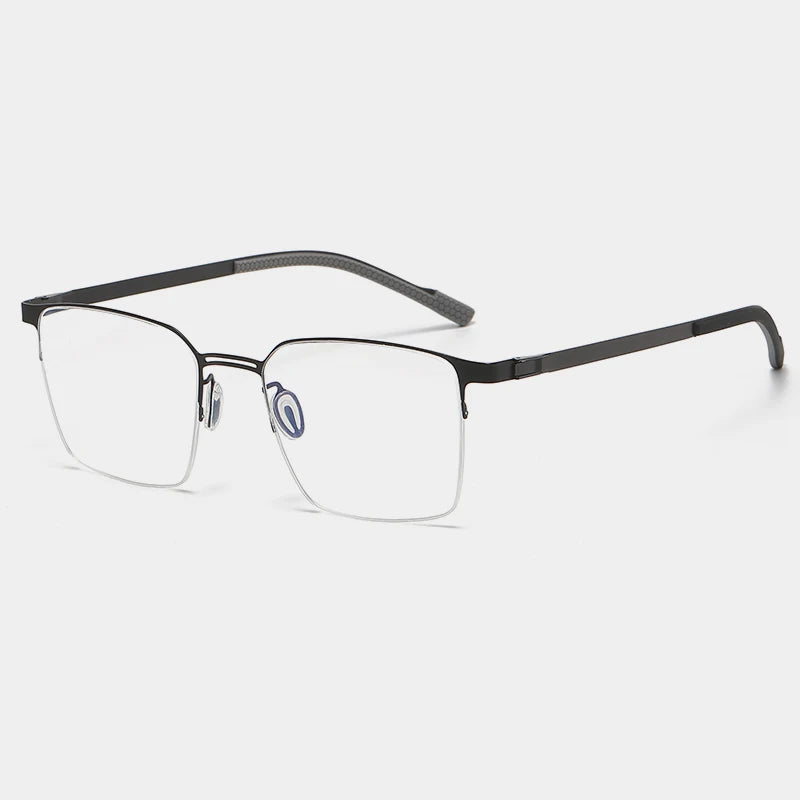 Gatenac Unisex Semi Rim Square Titanium Eyeglasses Gxyj1153 Semi Rim Gatenac Black  