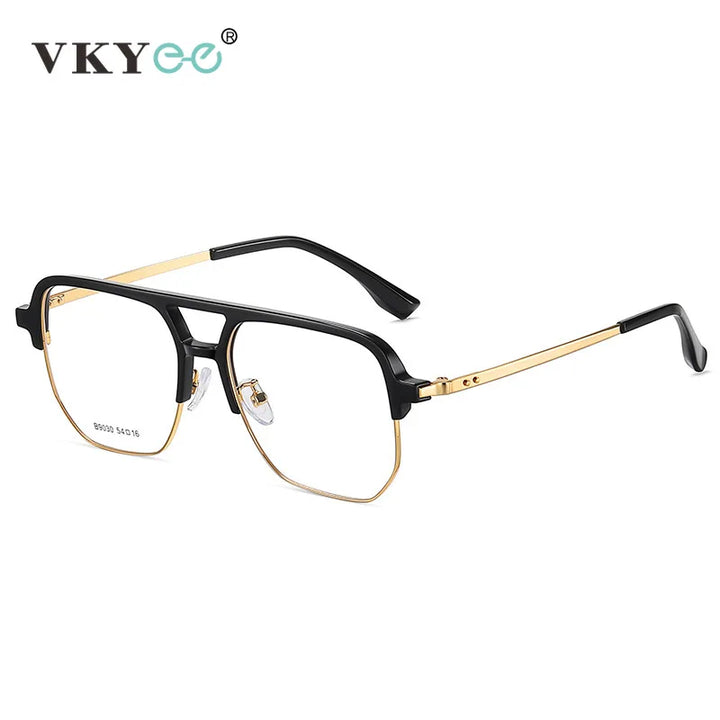 Vicky Men's Full Rim Square Double Bridge Tr 90 Alloy Reading Glasses 639030