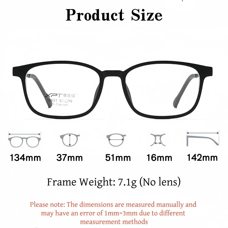 Yimaruili Unisex Full Rim Oval TR-90 Titanium Eyeglasses 9831XP — view 2 | Yimaruili at FuzWeb