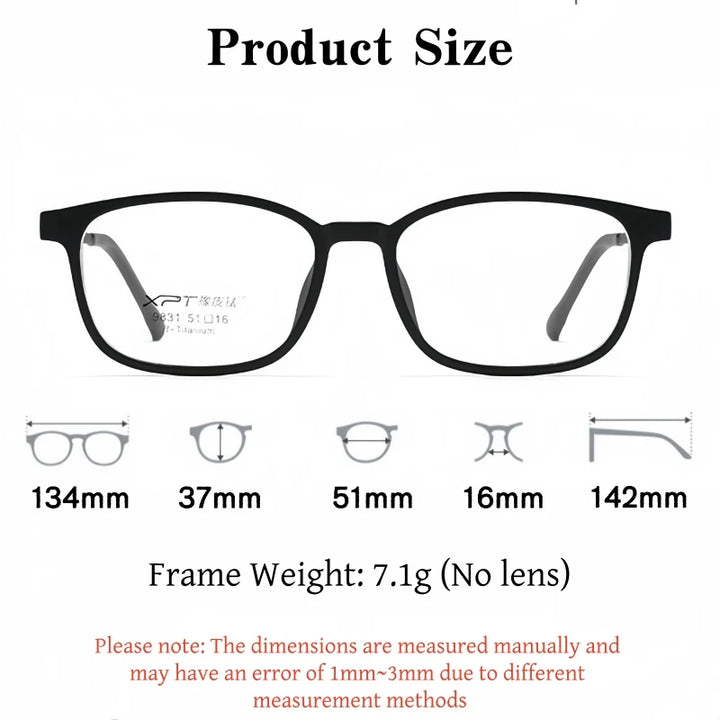 Yimaruili Unisex Full Rim Oval TR-90 Titanium Eyeglasses 9831XP — view 2 | Yimaruili at FuzWeb