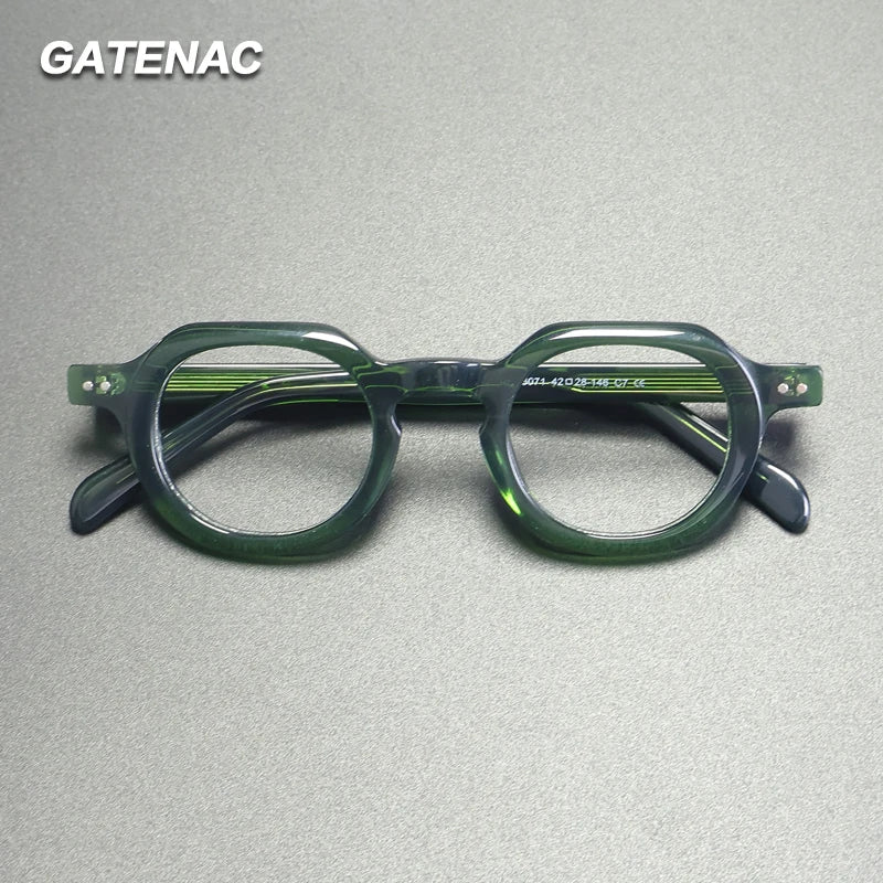 Gatenac Unisex Full Rim  Flat Top Round Acetate Eyeglasses G56071