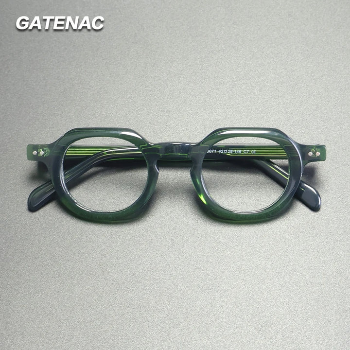 Gatenac Unisex Full Rim  Flat Top Round Acetate Eyeglasses G56071