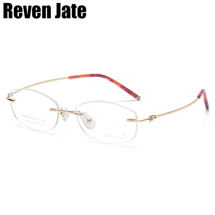 Reven Jate Women's Rimless Oval Rectangle Alloy Eyeglasses 85874