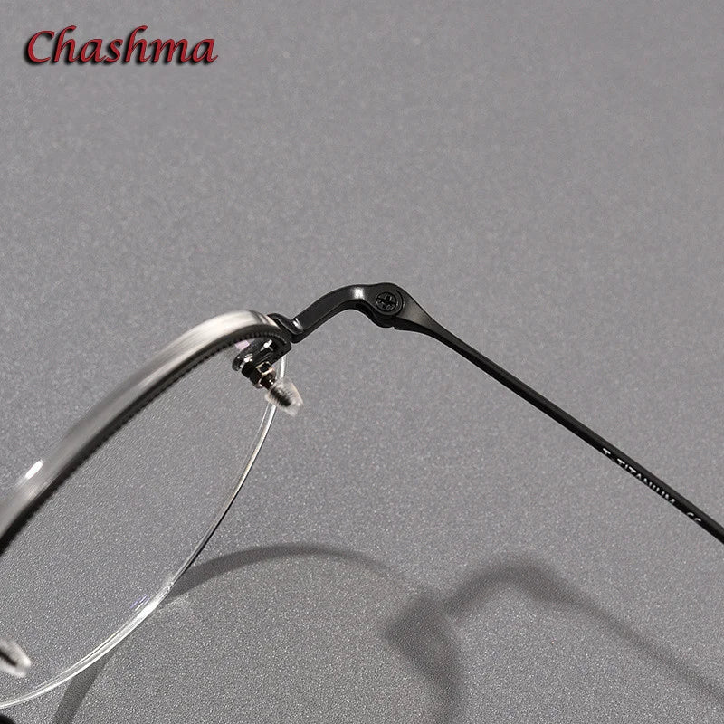 Chashma Ochki Women's Small Semi Rim Flat Top Round Titanium Eyeglasses 0611 Semi Rim Chashma Ochki   