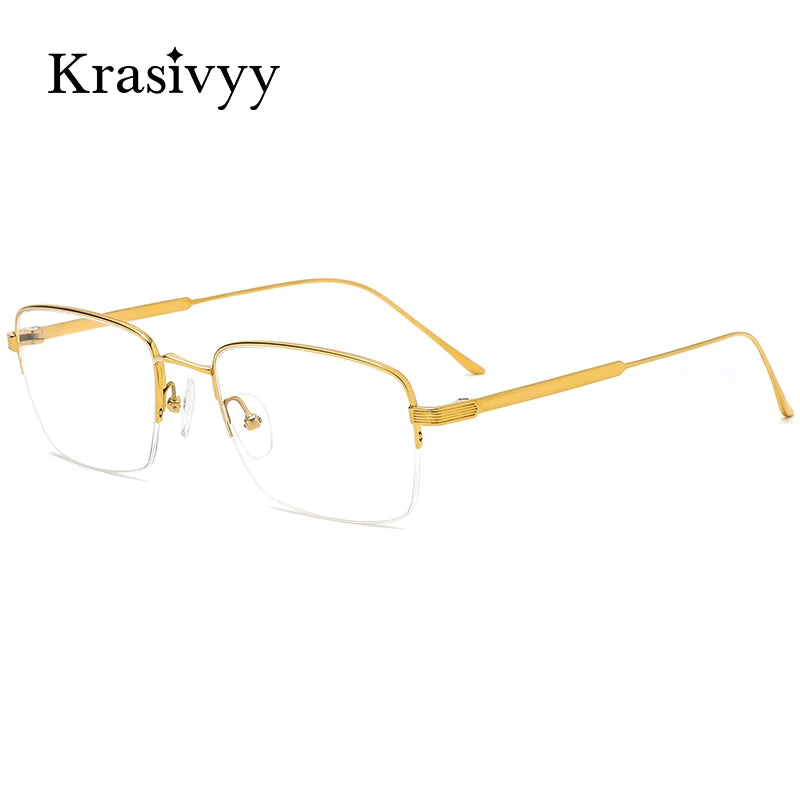 Krasivyy Unisex Semi Rim Square Titanium Eyeglasses 20262 Semi Rim Krasivyy