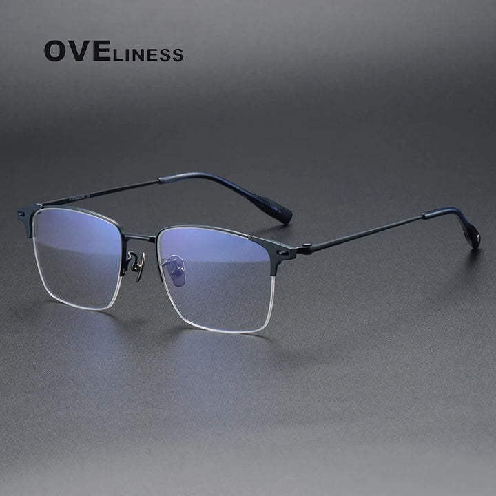 Oveliness Men's Semi Rim Square Titanium Eyeglasses 8109 Semi Rim Oveliness blue  