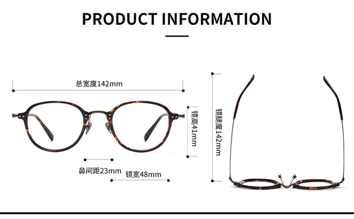 Black Mask Unisex Full Rim Square Acetate Titanium Eyeglasses 366033