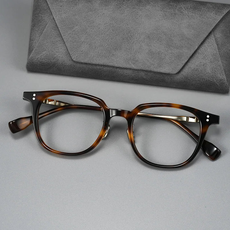 Black Mask Unisex Full Rim Square Titanium Acetate Eyeglasses 368150