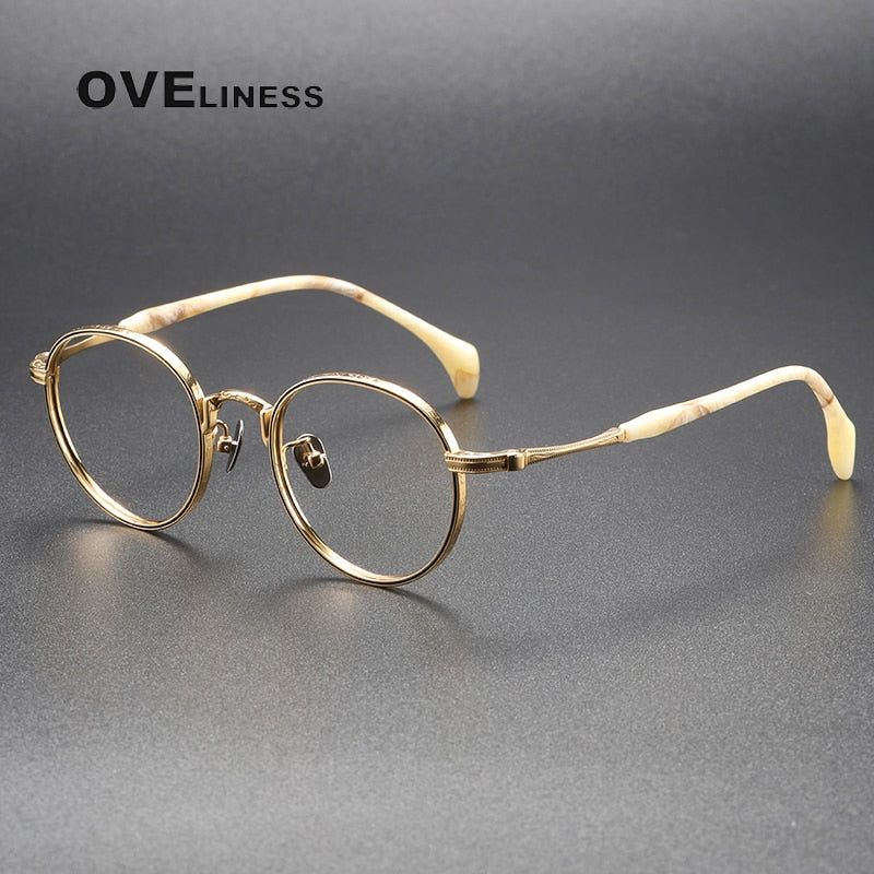 Oveliness Unisex Full Rim Round Titanium Eyeglasses 80862 Full Rim Oveliness gold  