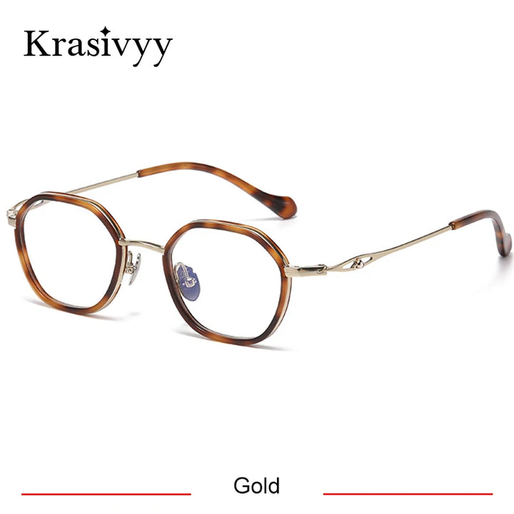 Krasivyy Women's Full Rim Polygon Titanium Acetate Eyeglasses 316893
