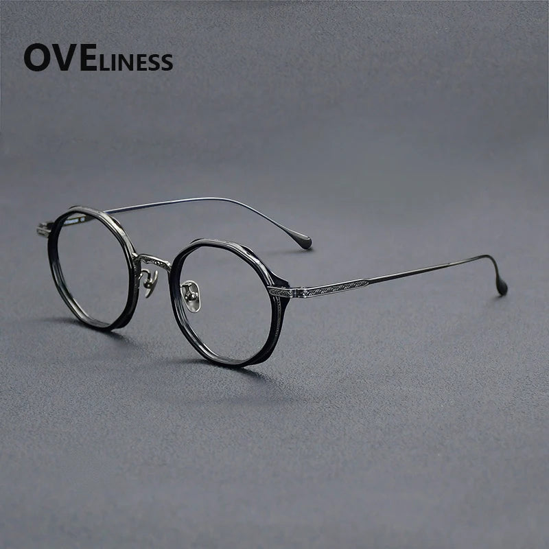 Oveliness Women's Full Rim Round Titanium Acetate Eyeglasses 922403