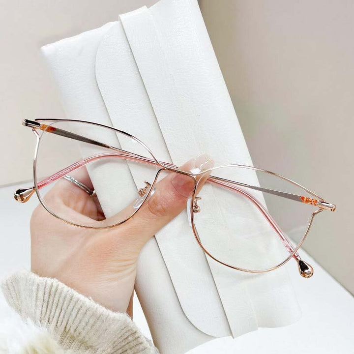 CCspace Unisex Full Rim Square Cat Eye Alloy Eyeglasses 55895 Full Rim CCspace RoseGold China 